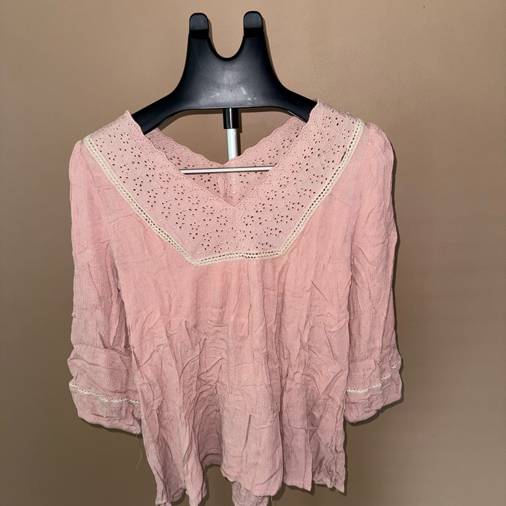 Andree Blush Lace Detail Blouse